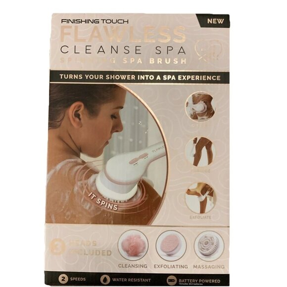 Flawless Cleanse Spa Spinning Shower Brush With 3 Heads NIB - Picture 1 of 8